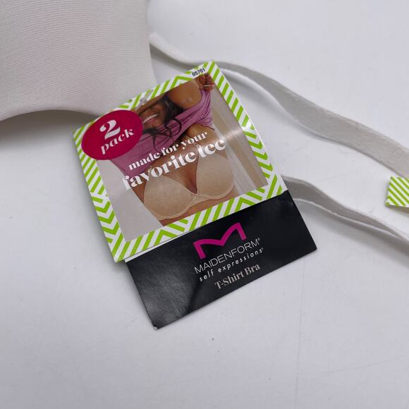 Maidenform T-Shirt Bra 34C White Underwire Stretch Cups Polyester/Spandex - Picture 3 of 5